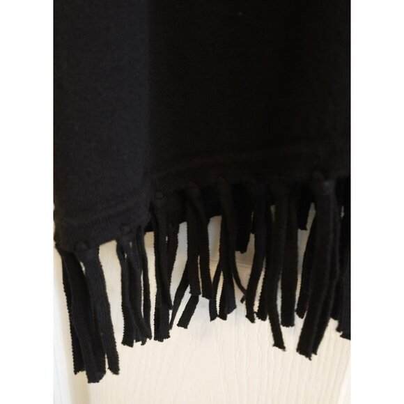 Style & Co Cardigan Open Front Sweater Fringed 3/4 Ruched Sleeves Black - Large - Picture 3 of 7